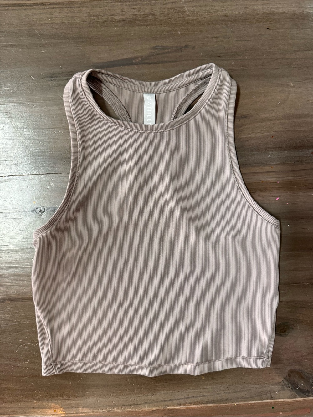Athleta Ribbed Racerback Cropped Tank Women’s S Mocha Brown